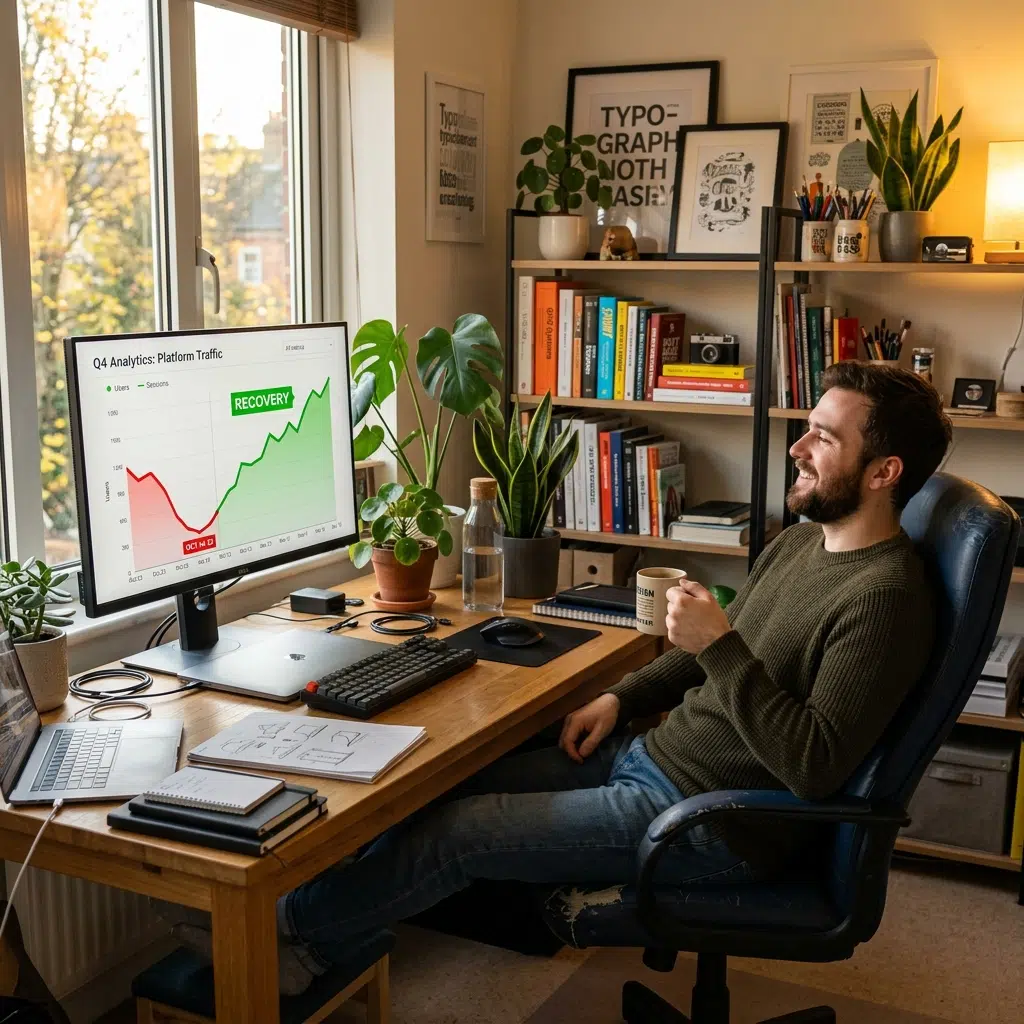 Designer monitoring recovering traffic after a site relaunch