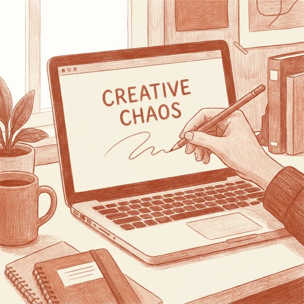 Close-up of a hand sketching a hand-drawn underline beneath a webpage headline