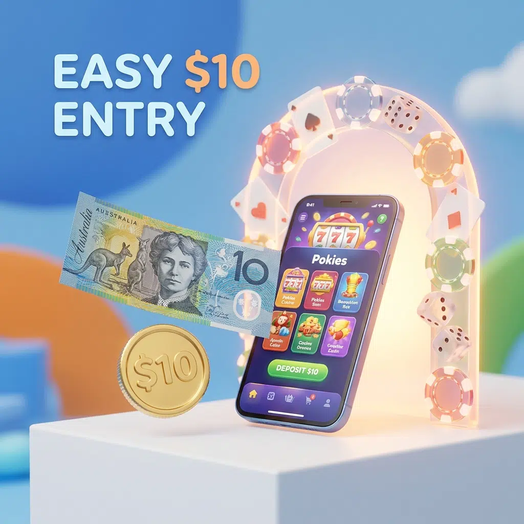 $10 minimum deposit casino Australia concept
